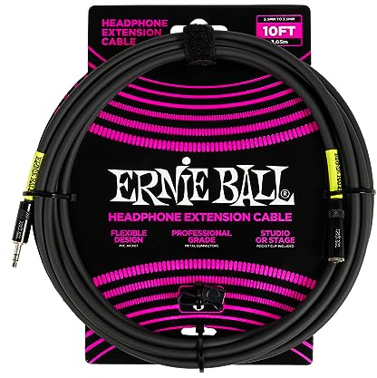 Ernie Ball Kopfhörer-Verlängerungskabel, 3,5 mm auf 3,5 mm, 3 m - Schwarz