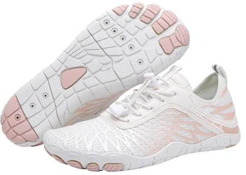 StoneLiquid Hike Barefoot Shoes for Women Men Waterproof Trail Running Healthy & Non-Slip Barefoot Footwear (White, Adult, Women, 7, Numeric, US Footwear Size System, Medium)
