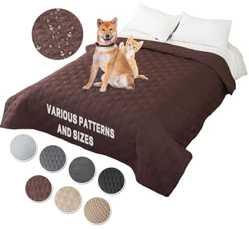 JRUI wasserdichte Hundedecke 218 x 208cm, Robuste Hundematte als Schutz fürs Sofa, Hundedecke Antirutsch, extra groß und Waschbar Haustier Decke für Hunde & Katzen Geeignet, Dunkelbraun