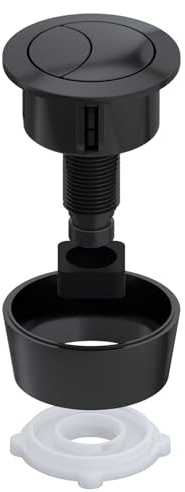 SPARES2GO Kit de pulsador de doble descarga para cisterna de inodoro universal para orificios de tapa de 20 mm, 40 mm, 50 mm y 60 mm (negro mate)