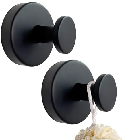 Peaceya 2 Pièces Crochet Ventouse Puissante Noir, Patère Murale Salle de Bain Noir, Accroche Serviette Sans Percage