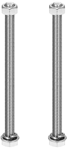 sourcing map M10 x 160 mm 304 in acciaio inox 304 viti a testa esagonale, dadi, rondelle piatte e di bloccaggio, kit assortito, completamente filettato, finitura lucida per casa, elettronica, macchina