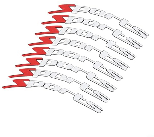 8 x 3D-Buchstaben Gummi-Aufkleber-Set für Auto- oder Motorradreifen, Raddekoration, stabile Aufkleber, Zierleisten, passend für Sp