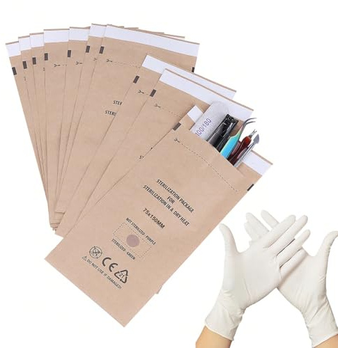 100 Pezzi Buste per Sterilizzazione, 75 x 150mm Buste Sterilizzazione Estetista, Autosigillanti per Cosmetica e Strumenti per Unghie