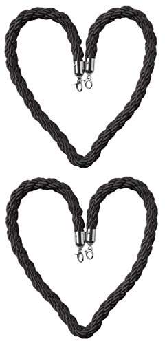 Twisted Rope Barrier, Bank Lobby Crowd Queue Divider Rep for konserter Teater VIP-stolpe, hampa flätat rep(Black,5M/16.4Ft)
