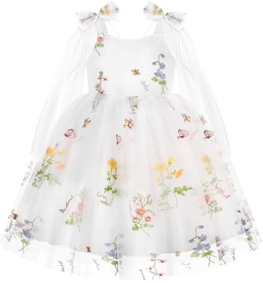 Coedody Toddler Girl Dress Flower Summer Fairy Tulle Dress 2T 3T Dresses for Toddler Girls Birthday Outfits Photo Party Wedding