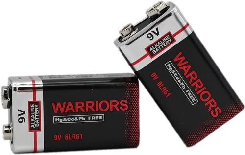 Warriors 2X batteria 9V batterie 9 volt pila pile 9v alcaline, extra potenza, extra lunga durata per rilevatori di fumo, irrigatori da giardino e sensori di allarme 6lr61 6F22 PP3 MN1604 (2X)