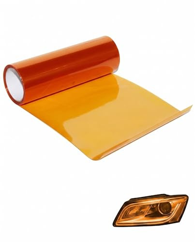 TISCH Scheinwerferfolie Orange 1 Rolle 30x120cm – Selbstklebend, Hitzebeständig, Tönungsfolie Auto für Styling & Lampenschutz