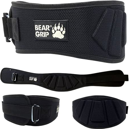 BEAR GRIP Gewichthebergürtel, Neopren, gebogen, Rückenstütze, Lendenwirbelstütze, Fitness, Bodybuilding, Schwarz