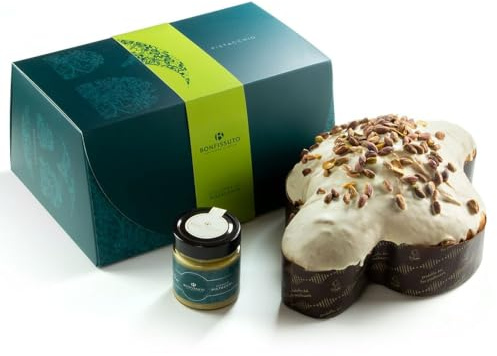 Colomba al Pistacchio Ricoperta di Cioccolato Bianco - Con Vaso di Crema al Pistacchio - Artigianale, Lievitazione Naturale - Bonfissuto, Sicilia - 1kg
