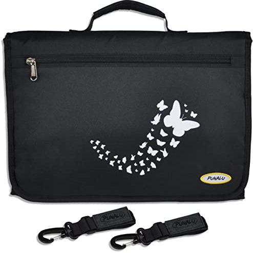 Punalu große Wickelunterlage für unterwegs, Wickelauflage, kleine Wickeltasche, Windeltasche inkl. 2x Kinderwagenhaken