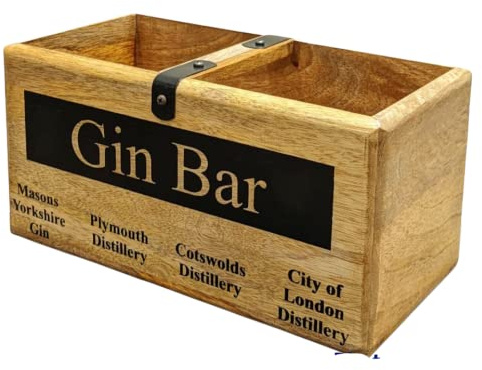 ACL Vintage Holzkiste - Gin Bar Stil Kiste ideal für Hausbar / Dekoration - Flaschenorganizer - Rustikale Holzkiste zur Aufbewahrung von Flaschen - Umweltfreundlicher Heim & Outdoor Bar Organizer