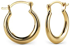 Miore Ohrringe Damen klassische glänzende Creolen aus Gelbgold 14 Karat/ 585 Gold, Ohrschmuck 2x13mm