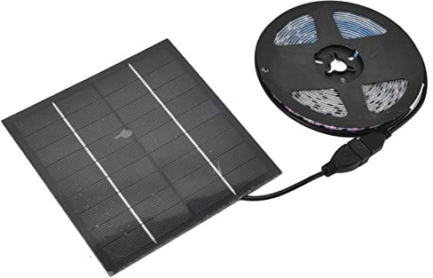 Asixxsix LED Grow Lights Strips, Solar Powered Full Spectrum Portable Plant Light with 5m Lamp Bead Length and Solar Panel Waterproof Plant Grow Light LED Grow Lamp for Indoor, Outdoor, Greenhouse