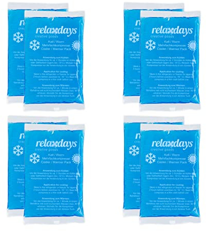 Relaxdays Kühlpads, 8er Set, Kalt-Warm-Kompressen, 9 x 15 cm, Erste Hilfe, wiederverwendbare Gelkühlkompressen, blau