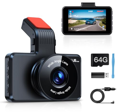 Range Tour Dashcam Auto Vorne mit 64GB SD-Karte, 3 Zoll IPS Bildschirm Auto Kamera 1080P FHD Autokamera Video Recorder Auto Dash Kamera mit 170 ° Weitwinkel, Nachtsicht, WDR, Loop-Aufnahme