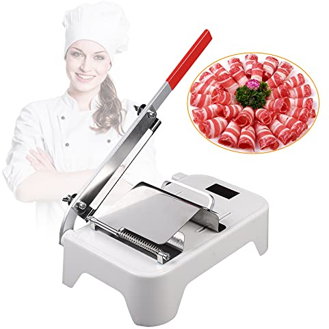GMSLuu Trancheuse multifonctionnelle en acier inoxydable - Coupe-pain - Coupe-viande congelée - Réglable manuellement - Lames de 20 cm - Pour viande, fromage, légumes, salami, saucisses, QPJ-SD7