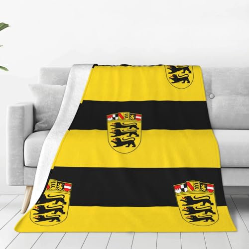 TRUKD Überwurfdecke – weiche, leichte Decke für alle Jahreszeiten, Flagge von Baden-Württemberg, Überwurf für Couch, Bett, Sofa, 127 x 152 cm