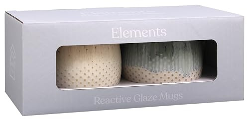 Lesser & Pavey Elemants Reactive Glaze Mugs Set of 2 | Kitchen & Home, Stylish Tableware, Every Occasion, Coffee Cup Set, Mens, Birthday Gifts