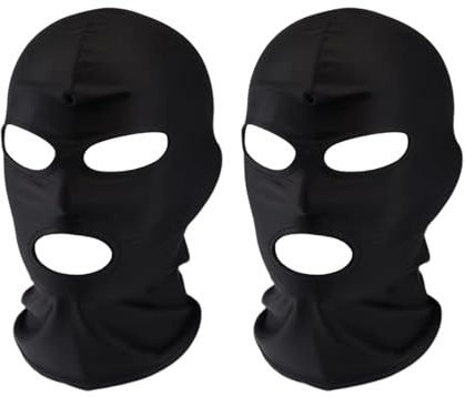 FunnAura 2 Pcs Full Cover Hood Mask, Open Mouth Ice Silk Black Balaclavas for Men Women Racing Ski Motorbike Motorcycle
