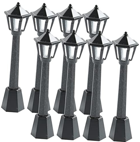 BESPORTBLE 8 Mini Lampioni da Miniatura per Decorazioni Casa delle Modelli Miniature per Accessori da Giardino e Interni Nero
