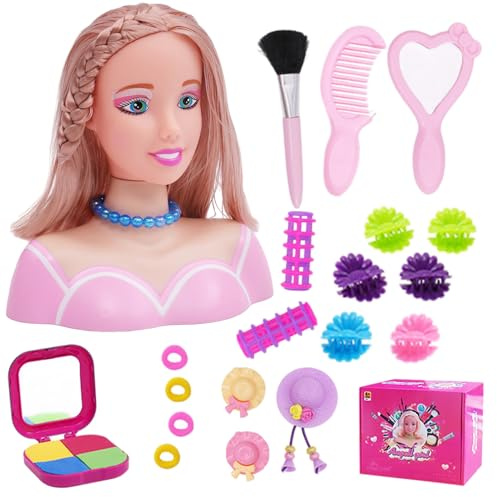 Tête de poupée pour coiffure, 35 pièces/ensemble, tête de coiffure simulée pour enfants, apprentissage imaginatif et du maquillage, jouets simulation pour filles, cadeaux pour filles, ensemble 3