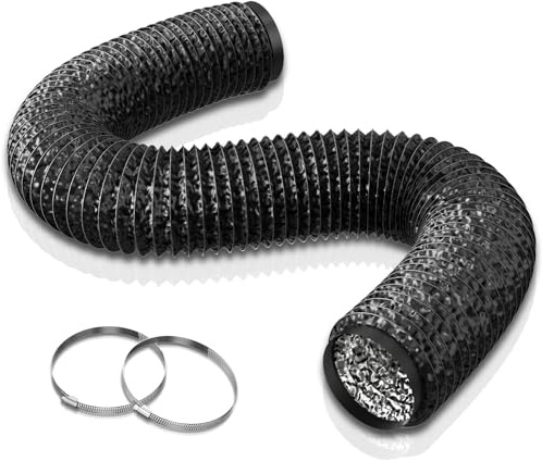 Aygrochy PVC-ventilationsrör 150 mm, flexibelt aluminiumavloppsrör med isolering på 3 m med 2 stålremmar för luftkonditionering, avluftare, avluftning
