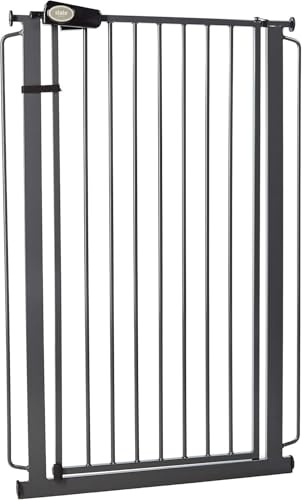 Bettacare Barrière pour Enfants et Chiens, Étroite, Barrière Extra Haute de 104cm, Barrière de Sécurité Étroite à Pression pour Escalier, 68,5cm - 75cm, Couleur Gris Ardoise