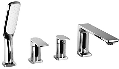 KOLMAN Badewannenarmatur Wasserhahn 4-Loch Chrom TRINO Badarmatur Wannenbatterie