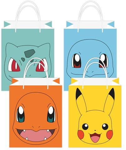 Amscan Pokémon 9917109 Lot de 8 sacs surprise en papier kraft pour fête d'anniversaire d'enfant