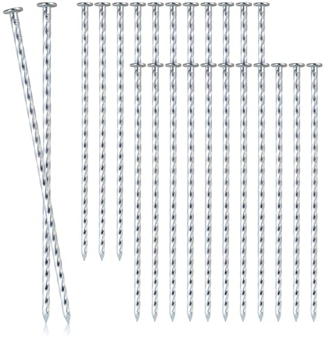 SZENSANG Anti-Rost Verzinkt Erdanker Schwerlast Metall Bodenanker Spiral, für Sicherung Vordächern,Unkrautflies, Zelten, Camping, Zaun 254mm lang (50 Stück)