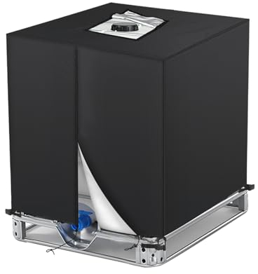 IBC Tank Abdeckung 1000L, 420D Oxford Wassertank Abdeckplane 1000L Schutzhülle für Wassertank Schutzabdeckung Anti-UV Schutzplane Regwassertank Abdeckung 120 * 100 * 116cm Schwarz