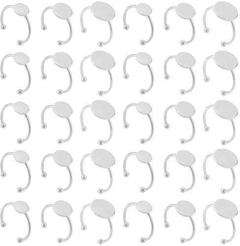 30 stuks lege ringen - MaehSab Roestvrij staal Verstelbare Pad Ring Base, platte lege ring basis lade voor sieraden maken DIY ambachten (Zilver)