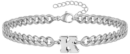 RMMD Armband Herren Silber, Armband mit Buchstaben Geschenke für Männer Silber Panzerkette Armbänder Herren Jungen Edelstahl Armkette Geburtstag Geschenke für Papa Sohn Freund Bruder Teenager K