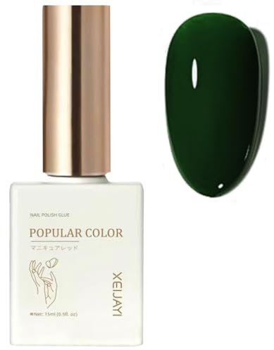 Green Gel Nail Polish, Dark Green Christmas Gel Nail Varnish, Emerald Green Long Lasting Matte Autumn Spring, Soak off LED/UV Lamp Nail Manicure for Women Nail DIY Salon (15ml)