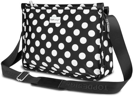 TOPDesign Leichte Damen-Crossbody-Tasche, Schultertasche mit mehreren Taschen, dreifacher Reißverschluss, Handtasche mit Schultergurt, Gepunktet