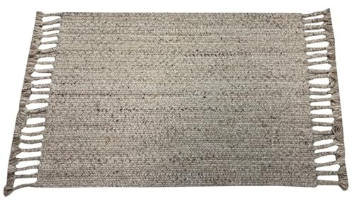 Tappeto 60 x 90 cm tessuto a mano fantasia a righe per interni ed esterni, filato PET moderno R87