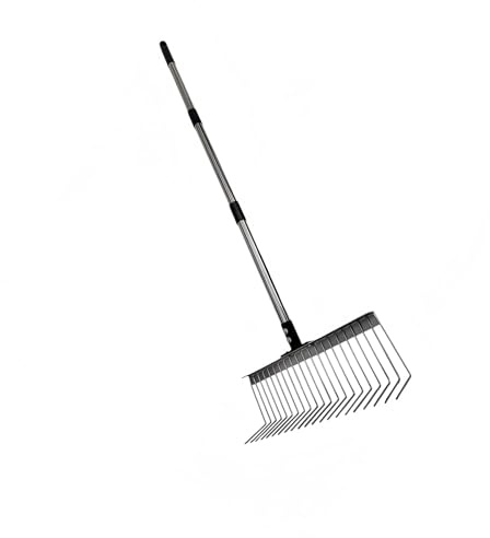 Robuste Gartenrechen aus Stahl, 21 verstärkte Zinken, Design für die Reinigung von Laub, Felsen, Schmutz, Höfen, Parks, robuste Gartenrechen
