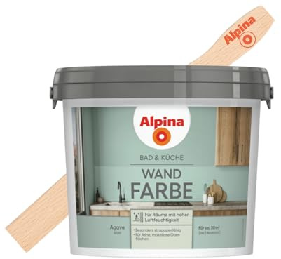 Alpina Bad & Küche Wandfarbe Agave matt – inkl. Rührholz – 2,5 Liter