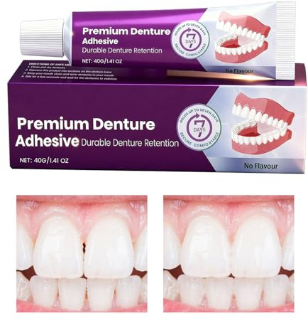 Adesivo Per Dentiere Massima Adesione - 40 g Cuscinetto Riparatore Sigillante Stabilizzatore | Crema Per Dentiere Per Fissaggio Sicuro,Per Uomini Adulti Portatori Totali Parziali Casa Viaggio