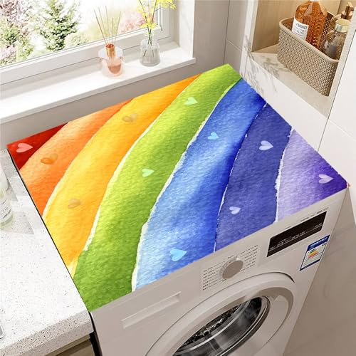 Hearda Housse Machine a Laver Style Coloré, Dessus Tapis Lave Linge Antidérapant, Housse de Protection pour Machine à Laver Top, Tapis de Protection pour Dessus Sèche-Linge (Bleu,30x40cm)
