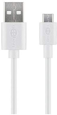 Goobay 77527 Câble de Charge Rapide et de Synchronisation Micro USB, Blanc, 1m Longueur de Câble