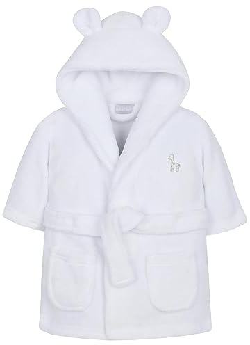 Style It Up Baby Boy Girl Babies Dressing Gown Robe Plush Fleece Velvet Soft Cosy Warm Gift, (WHITE, 6-12M)