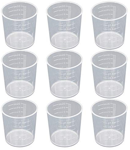 Othmro 30ml Plastic Measuring Cup, Small Graduated Beaker Measuring Jug for Baking Cooking Kitchen Lab Measure Tool 9pcs