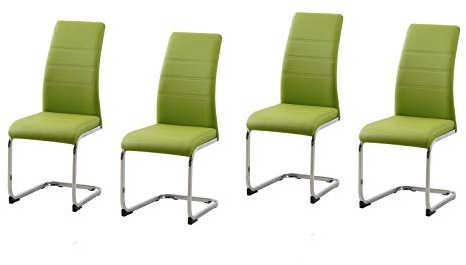 HTI-Line Schwingstuhl 4er Set PU grün SallyC Freischwinger Esszimmerstuhl Kunstleder