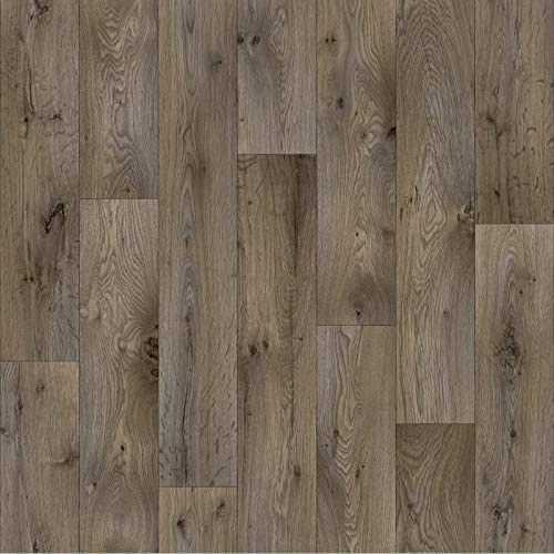 247Floors Forli Wood Plank Effect Vinyl Flooring 2.3mm Realistic Foam Backed Slip Resistant Lino (3.5m x 4m / 11ft 5 x 13ft 1, Beige Brown Planks)