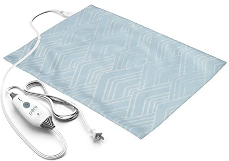 Pure Enrichment PureRelief Express Designer Series Electric Heating Pad - 12” x 15” Fast-Heating with 4 Heat Settings, Machine-Washable Fabric, & 2-Hour Auto Safety Shut-Off - Cerulean Diamond