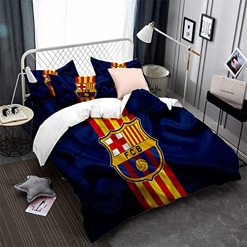 Equipo De Fútbol Funda Nórdica Poliéster Ropa De Cama para Niños Funda Nórdica Y Funda De Almohada Algodón De 90 Hilos(180x220 cm)-Cama de 105/135