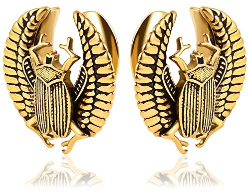 Vankula Ohr Tunnel 1 Paar Saddles Flesh Plugs Skarabäus Edelstahl für männer damen Ohrpiercing Gestreckte Schmuck 12mm(1/2) Gold