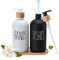 Elegante set di dispenser di sapone in vetro con vassoio - Decorazione nera e bianca per bagno e cucina - Capacità di 500 ml (bianco+nero)